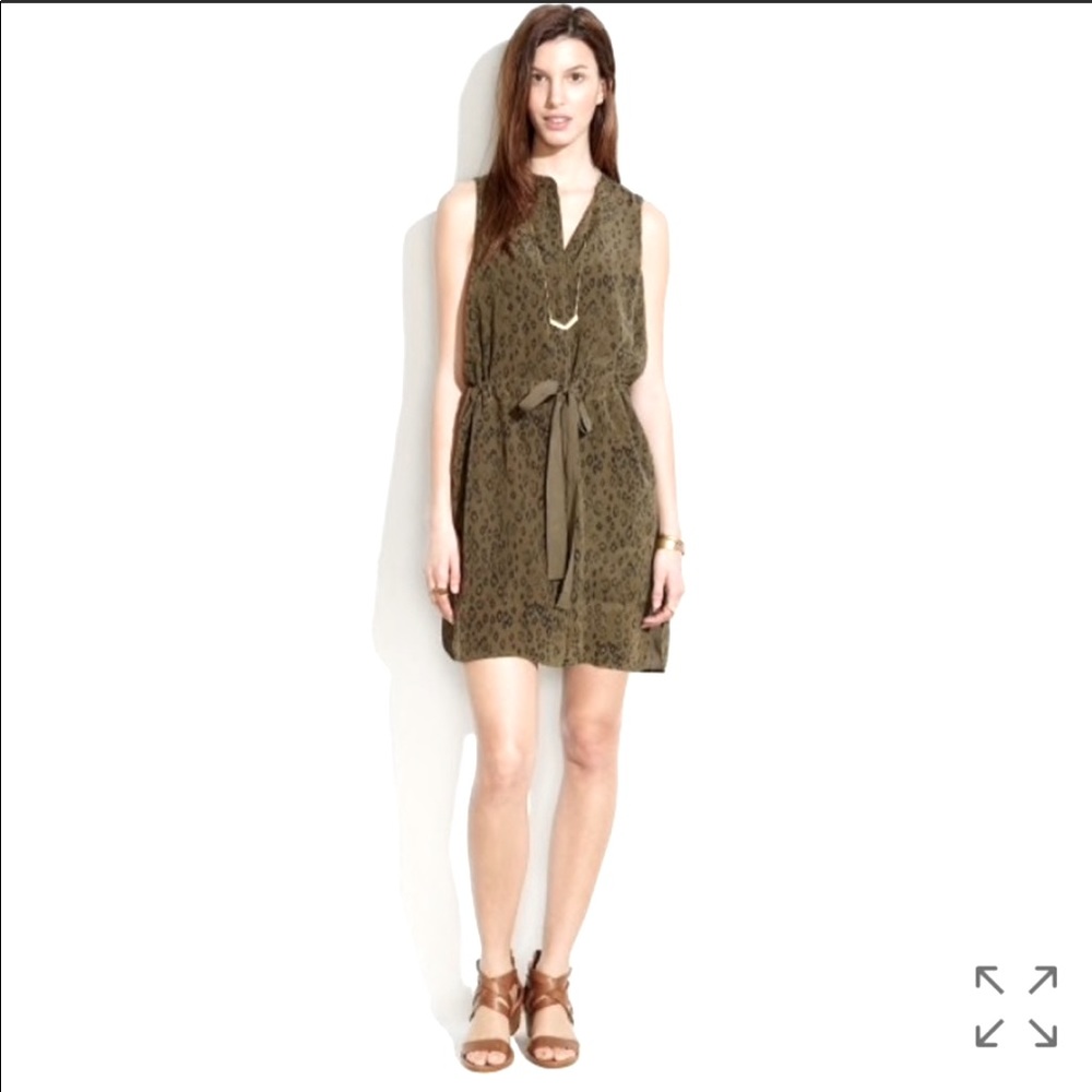 Madewell Green Leopard cheetah Silk Dress Sz S